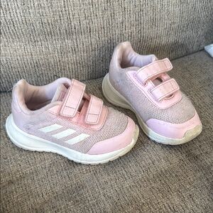 Adidas Pink and White Sneakers with Velcro Straps